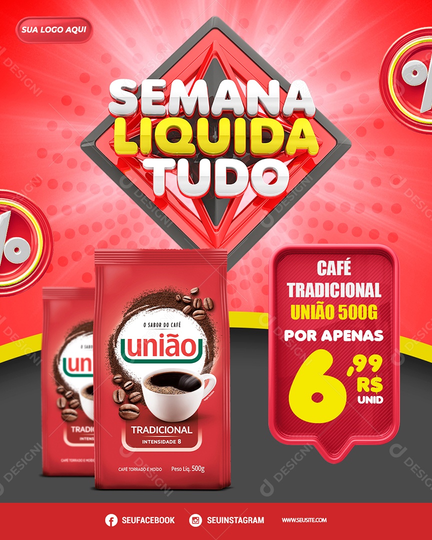 Semana Liquida Tudo Venha Conferir Social Media PSD Editável