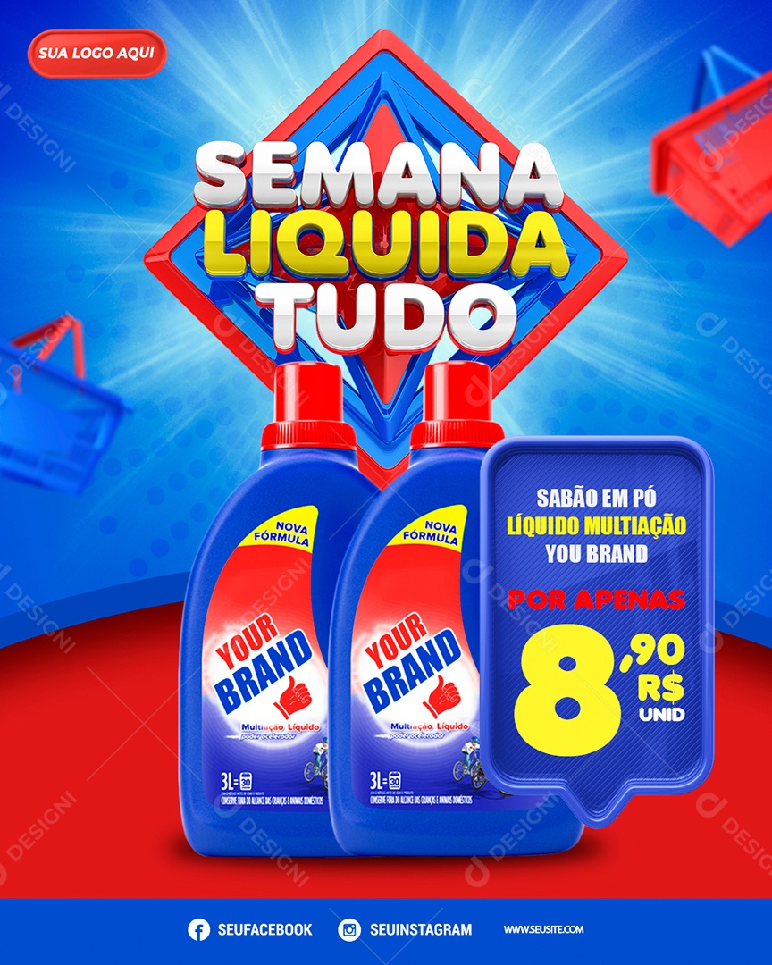 Semana Liquida Tudo Venha Conferir Social Media PSD Editável