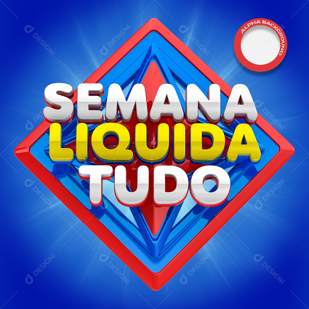Selo 3D Para Composição Semana Liquida Tudo PSD