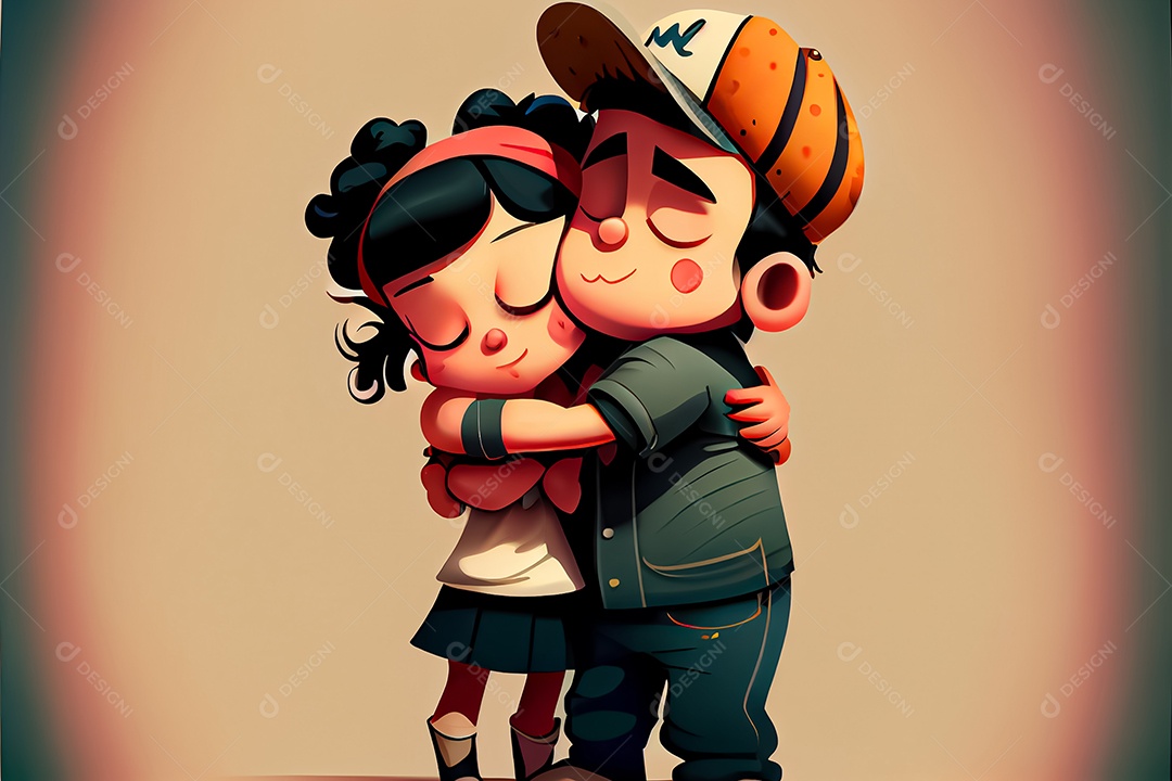 Casal masculino e feminino dos desenhos animados, observando o céu ao entardecer