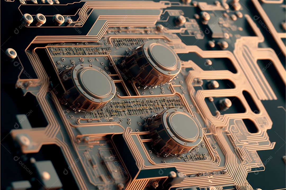 Placa mãe do computador ou placa de circuito eletrônico da placa mãe. Fundo do conceito de microeletrônica de tecnologia. Tiro macro, foco seletivo. Imagem gerada