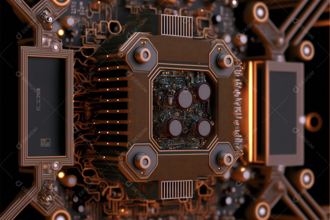 Placa mãe do computador ou placa de circuito eletrônico da placa mãe. Fundo do conceito de microeletrônica de tecnologia. Tiro macro, foco seletivo. Imagem gerada