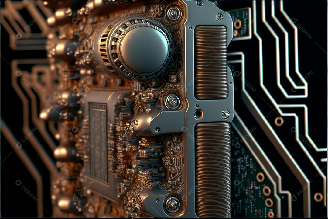 Placa mãe do computador ou placa de circuito eletrônico da placa mãe. Fundo do conceito de microeletrônica de tecnologia. Tiro macro, foco seletivo. Imagem gerada