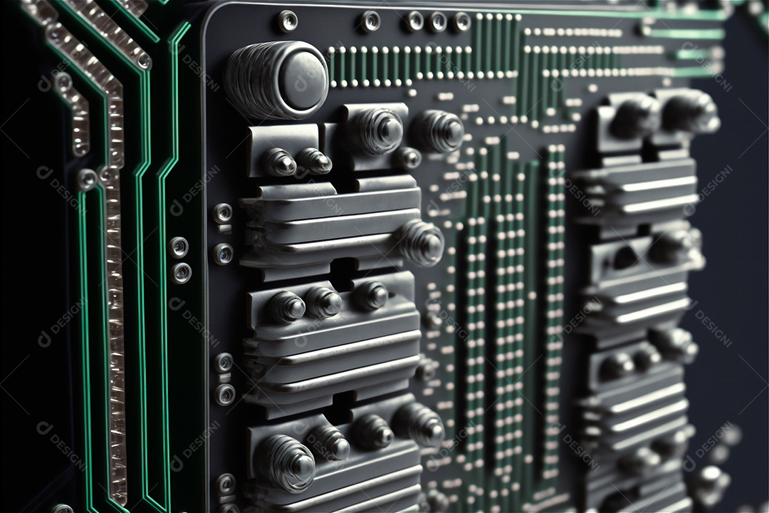 Placa mãe do computador ou placa de circuito eletrônico da placa mãe. Fundo do conceito de microeletrônica de tecnologia. Tiro macro Imagem gerada