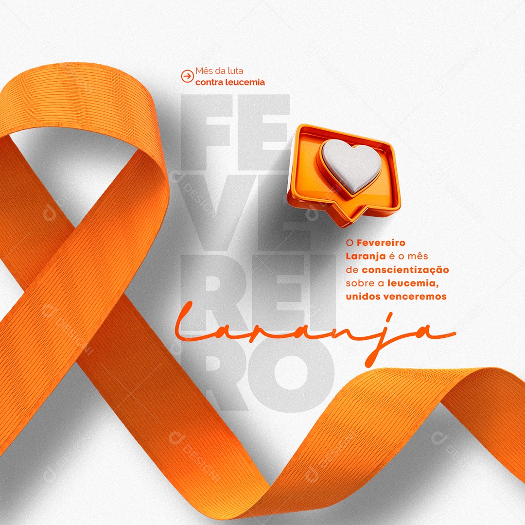 Mês da Luta Contra Leucemia Fevereiro Laranja Social Media PSD Editável