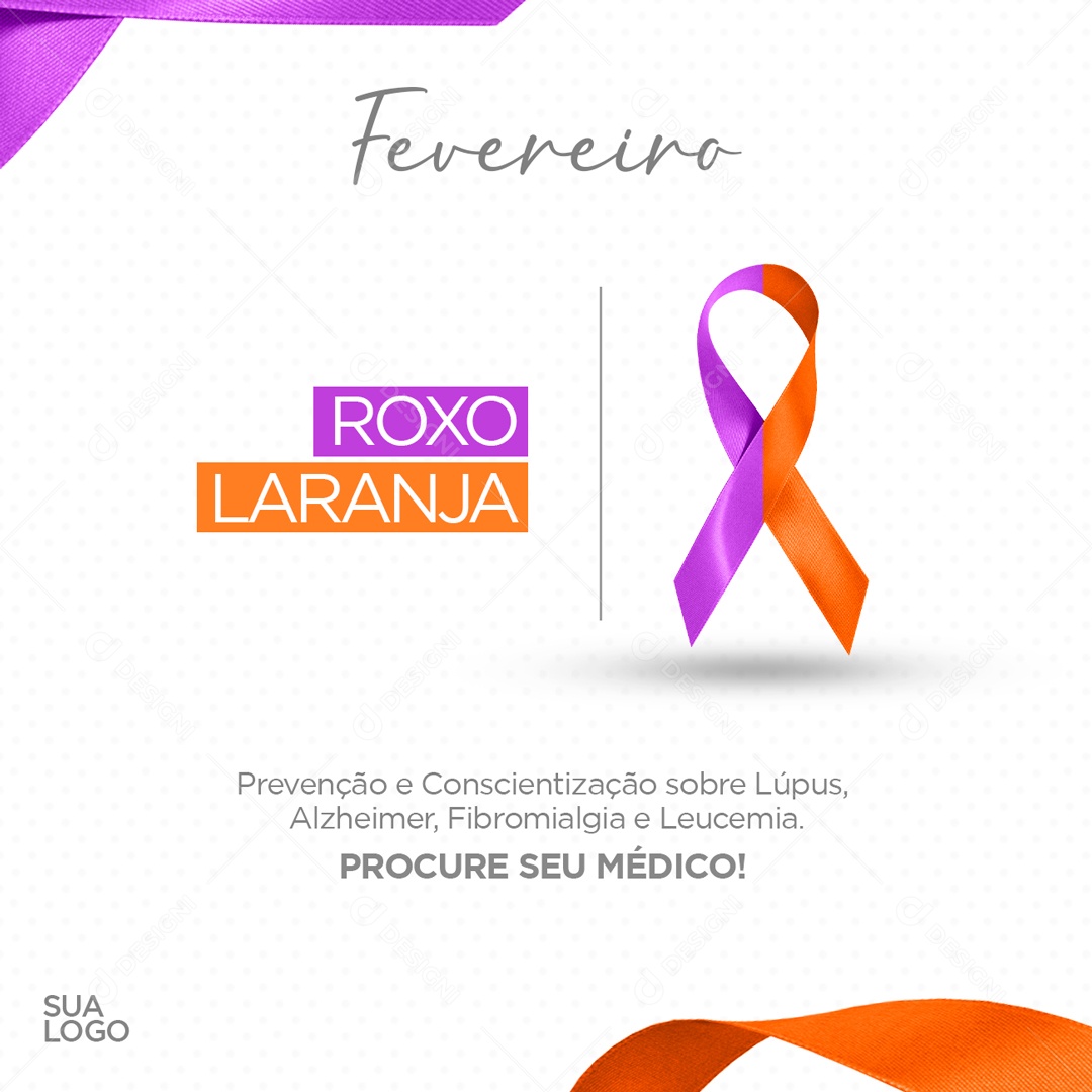 Social Media Fevereiro Roxo e Laranja Mês do Combate PSD Editável