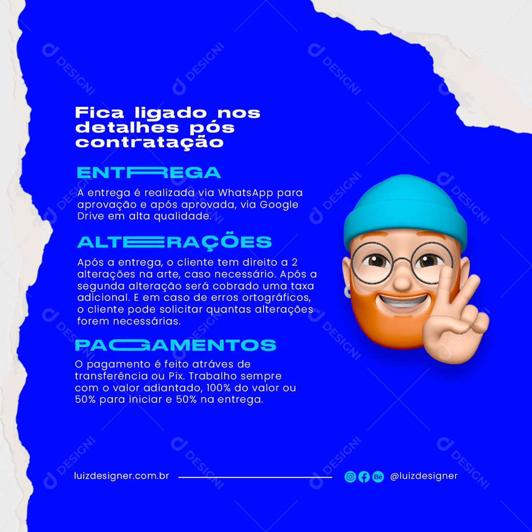 Fica Ligado nos Detalhes pós Contratação Designer Gráfico Social Media PSD Editável