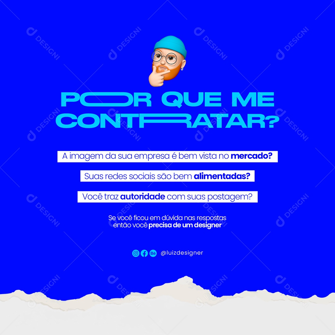 Por Que me Contratar Designer Gráfico Social Media PSD Editável