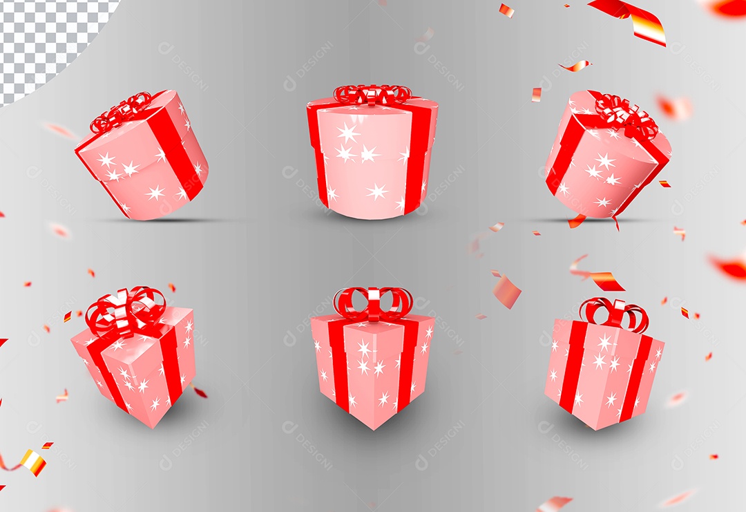 Elementos 3D Para Composição Coleção de Caixas de Presentes PSD