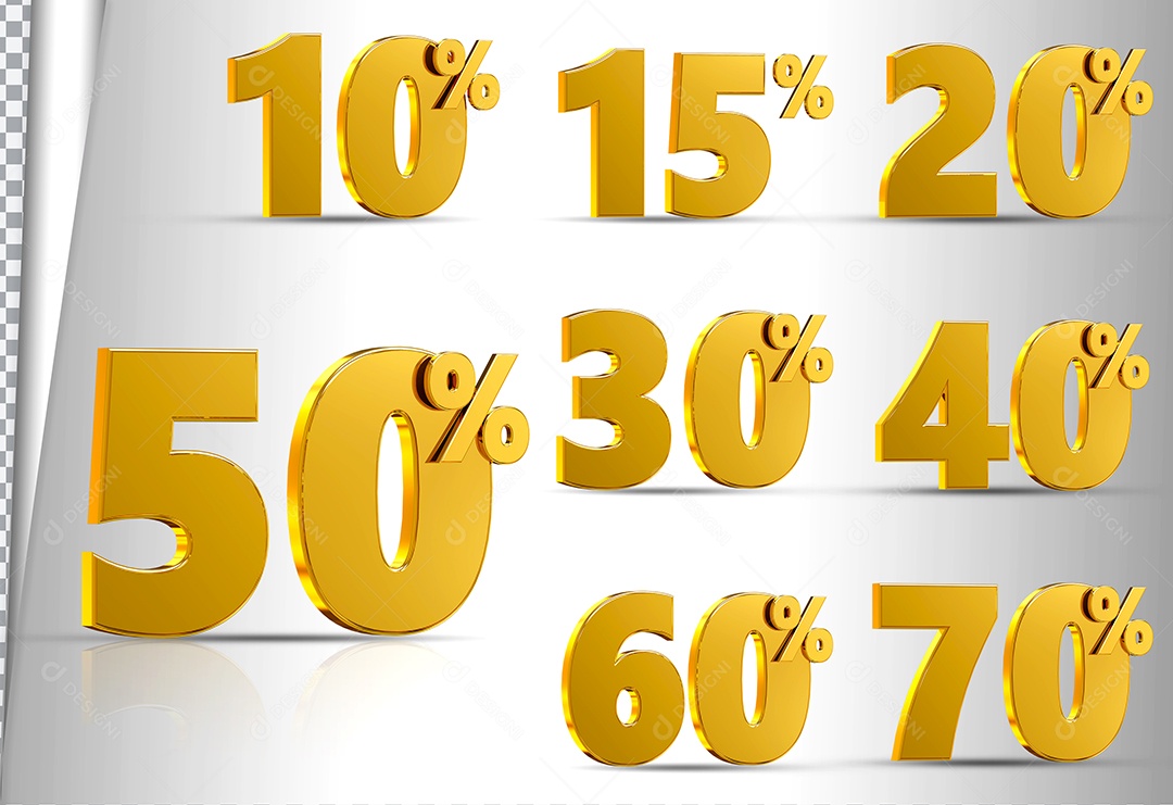 Elementos Para Composição Coleção de Números de Porcentagem 3D PSD