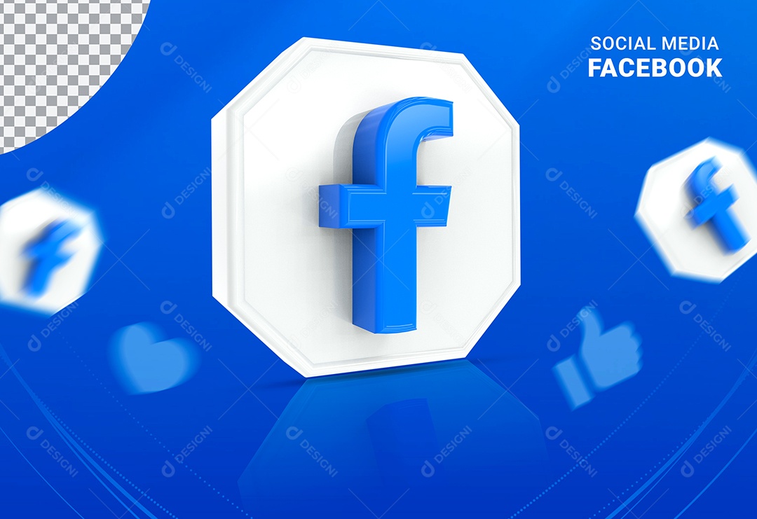 Elemento 3D Para Composição Ícone Facebook PSD
