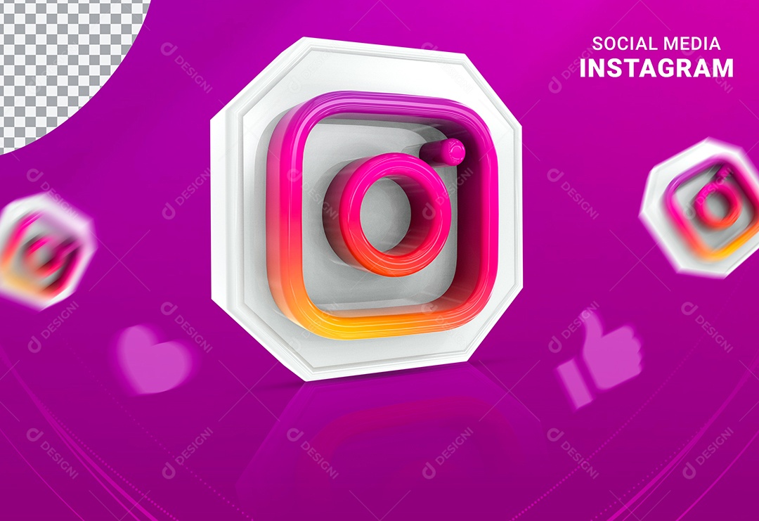 Elemento 3D Para Composição Ícone Instagram PSD