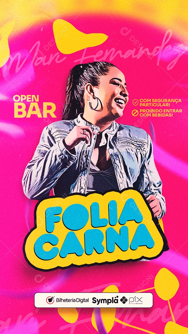 Story Open Bar Folia Carna Mari Fernandez Flyer Social Media PSD Editável