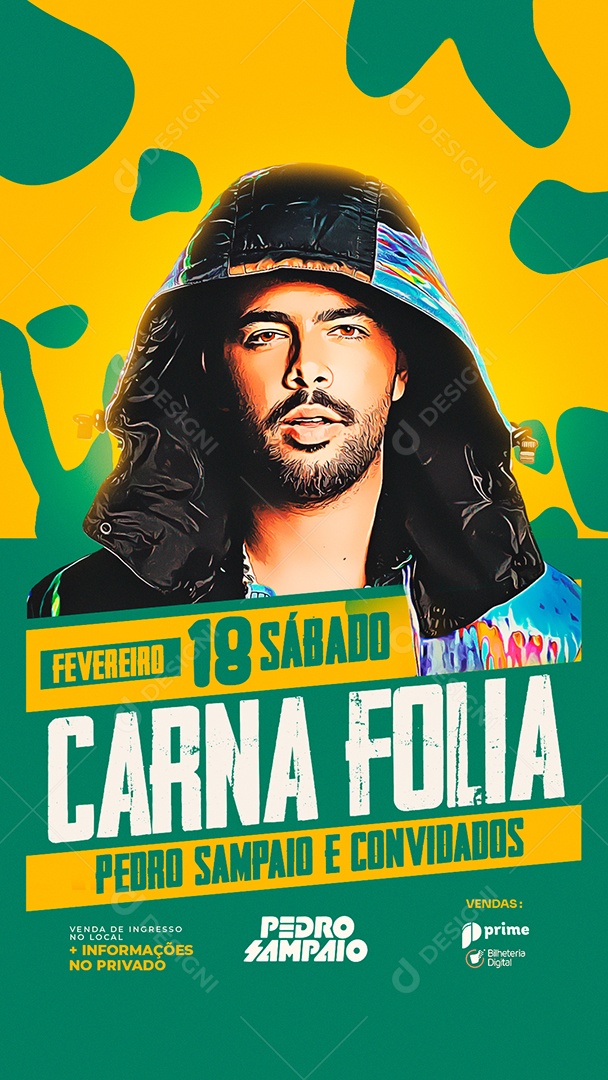 Story Carna Folia Pedro Sampaio e Convidados Flyer Carnaval Social Media PSD Editável