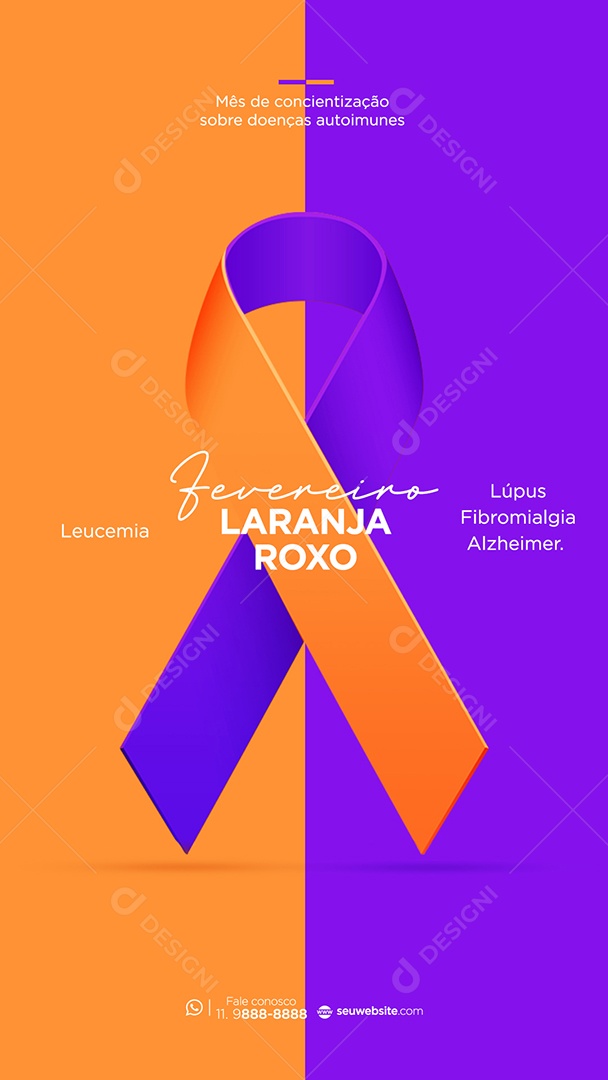 Story Social Media Fevereiro Roxo e Laranja Mês do Combate PSD Editável