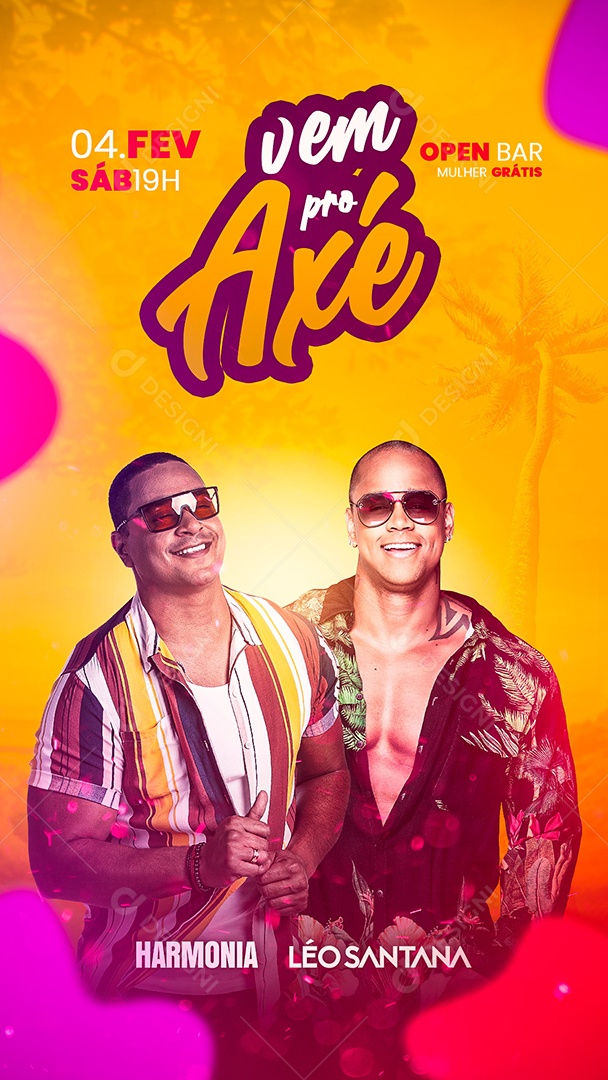 Story Vem Pro Axé Harmonia Léo Santana Flyer Social Media PSD Editável