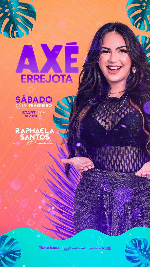 Story Axé Errejota Raphaela Santos Flyer Social Media PSD Editável