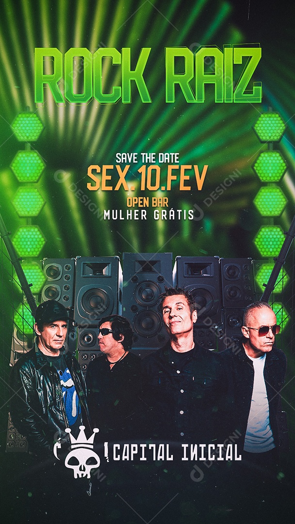 Story Rock Raiz Capital Inicial Flyer Social Media PSD Editável