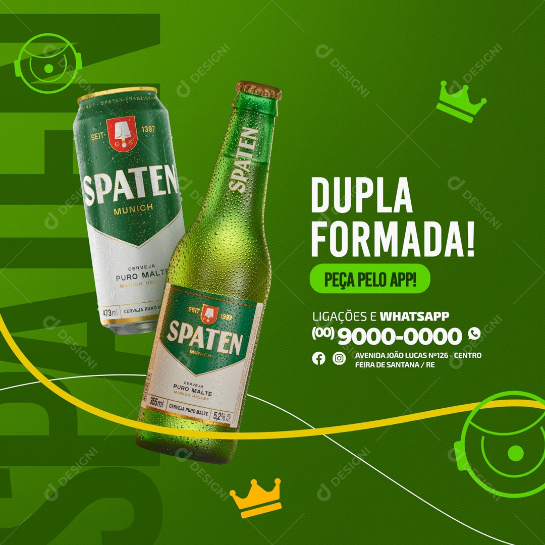 Dupla Formada Peça Pelo App Spaten Cervejaria Social Media PSD Editável