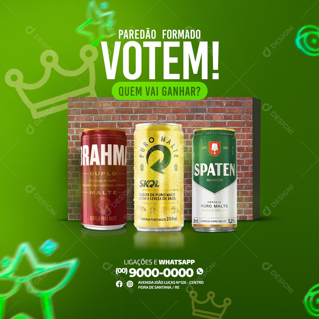 Paredão Formado Votem Quem Vai Ganhar Cervejaria Social Media PSD Editável