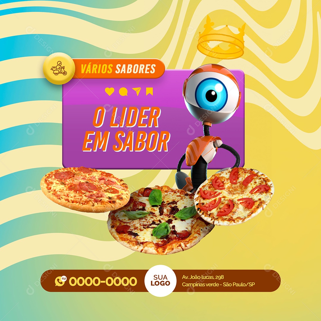 Vários Sabores O Líder em Sabor BBB Pizzaria Social Media PSD Editável