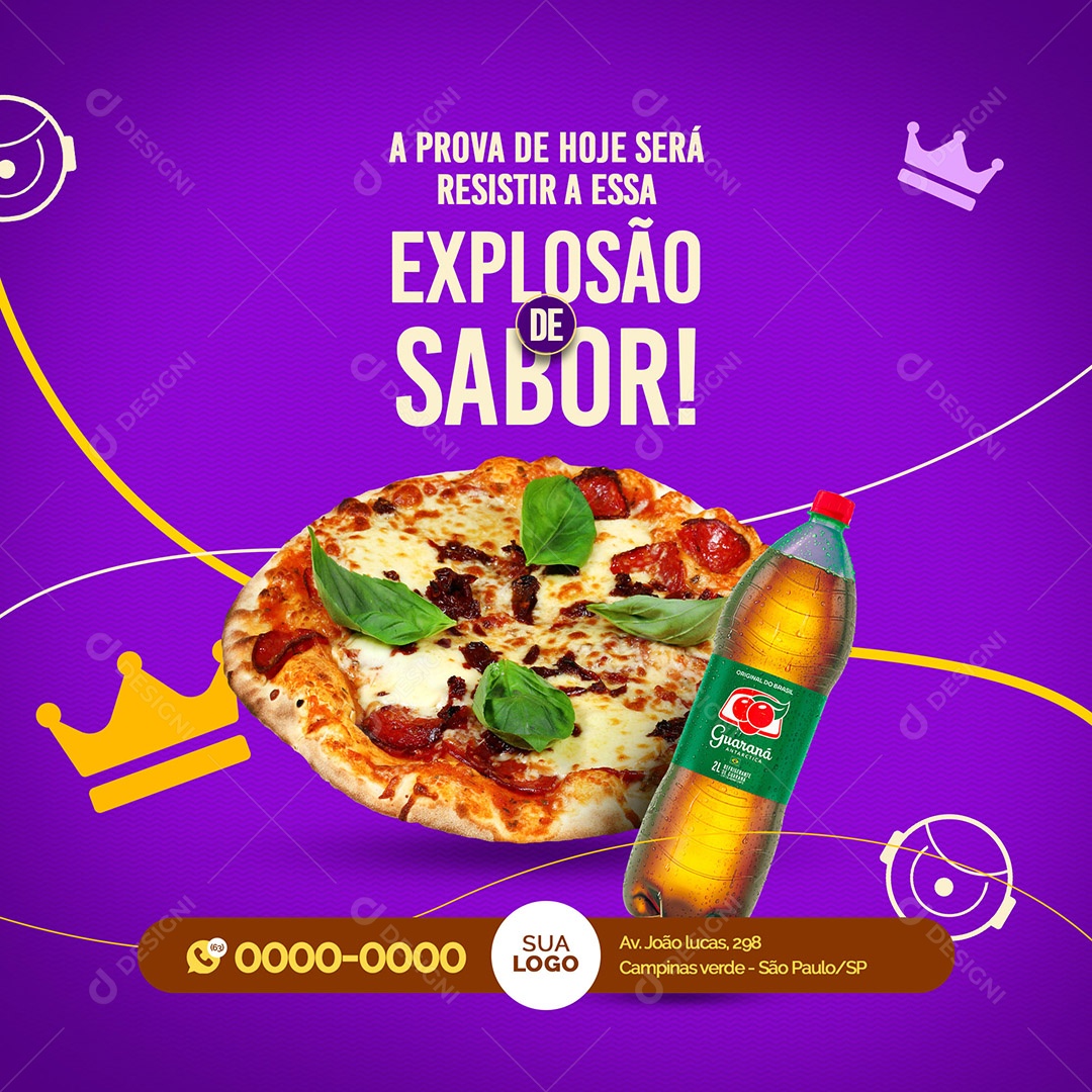 A Prova de Hoje Será Resistir a Essa Explosão de Sabor Pizzaria Social Media PSD Editável