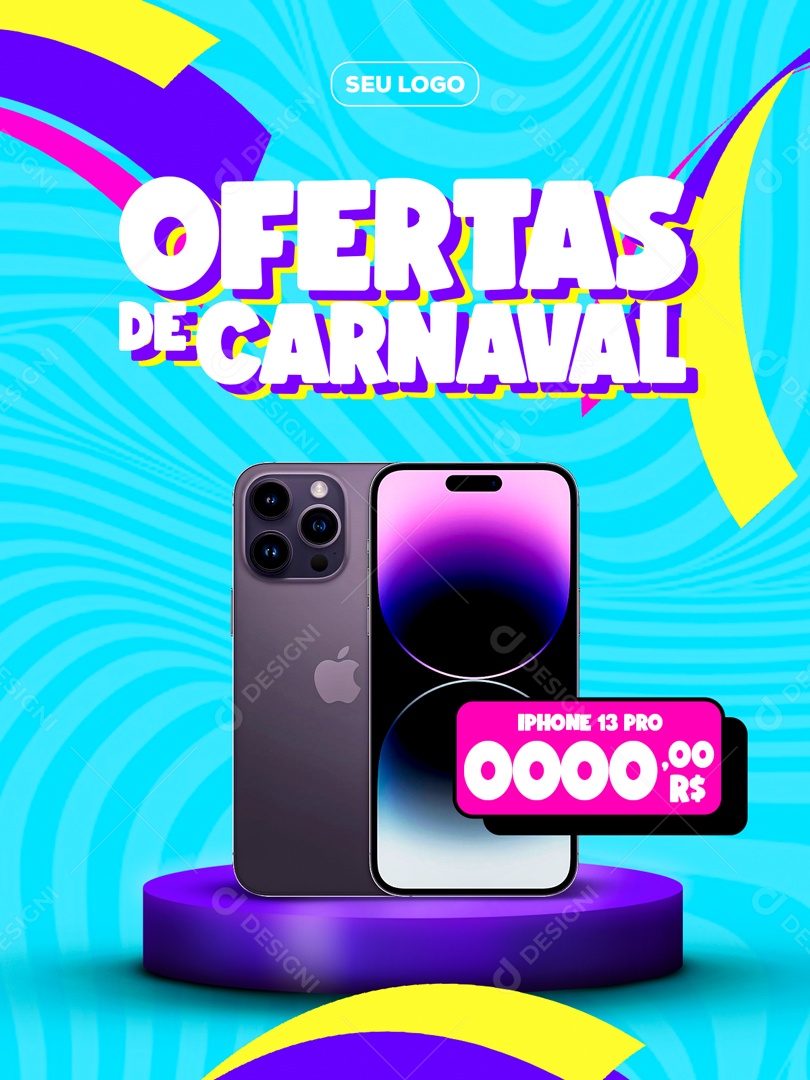 Ofertas de Carnaval Venha Conferir Social Media PSD Editável