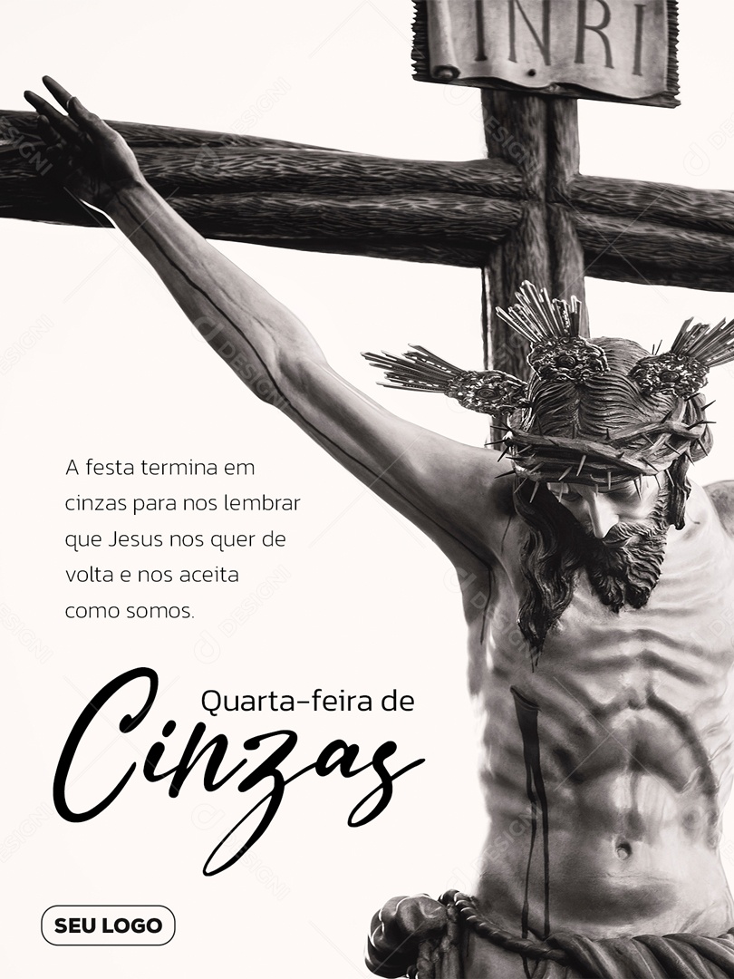 Quarta-feira de Cinzas a Festa Termina em Cinzas Para Nos Lembrar Que Jesus Nos Quer de Volta e Nos Aceita Como Somos Social Media PSD Editável