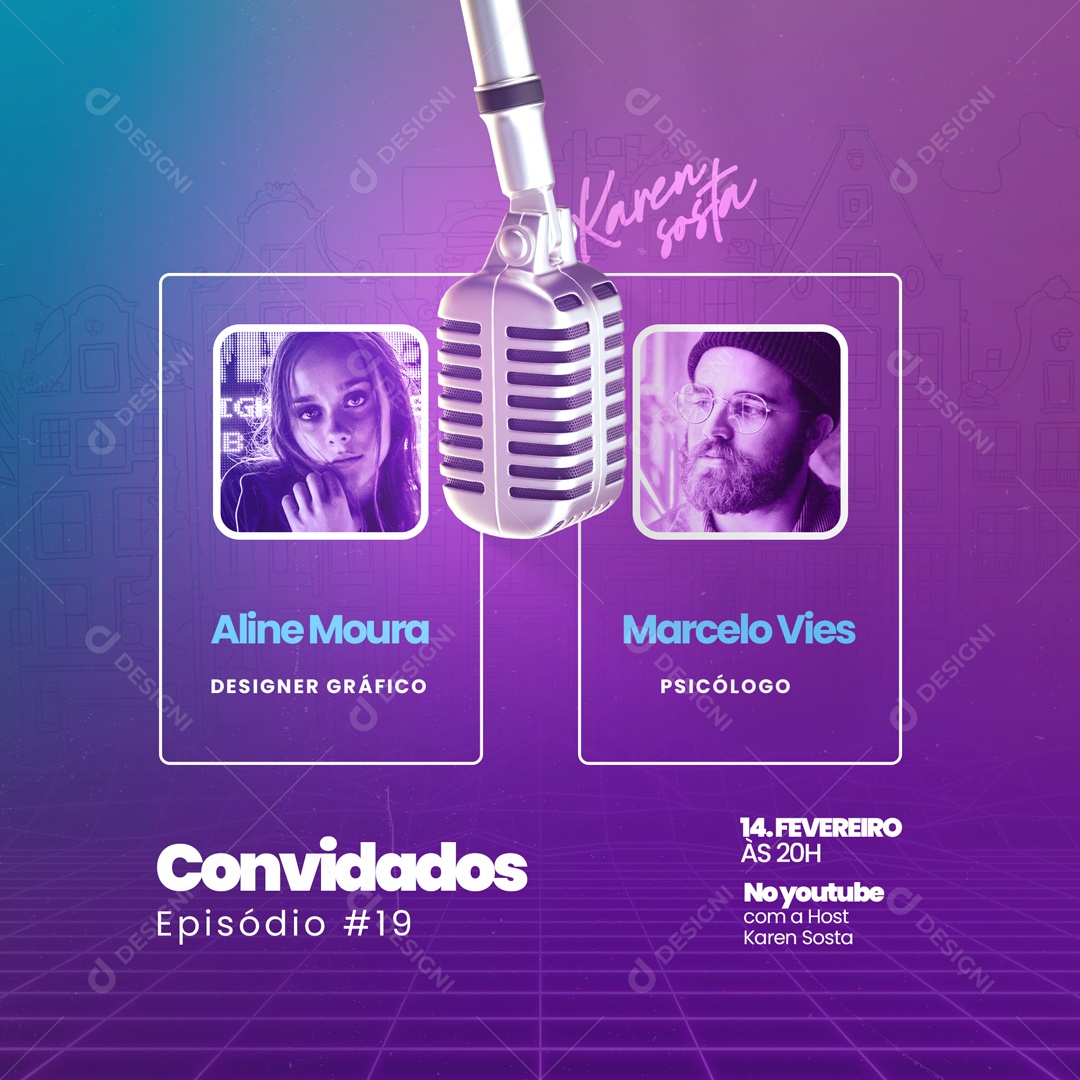 Convidados Podcast Rádio Social Media PSD Editável