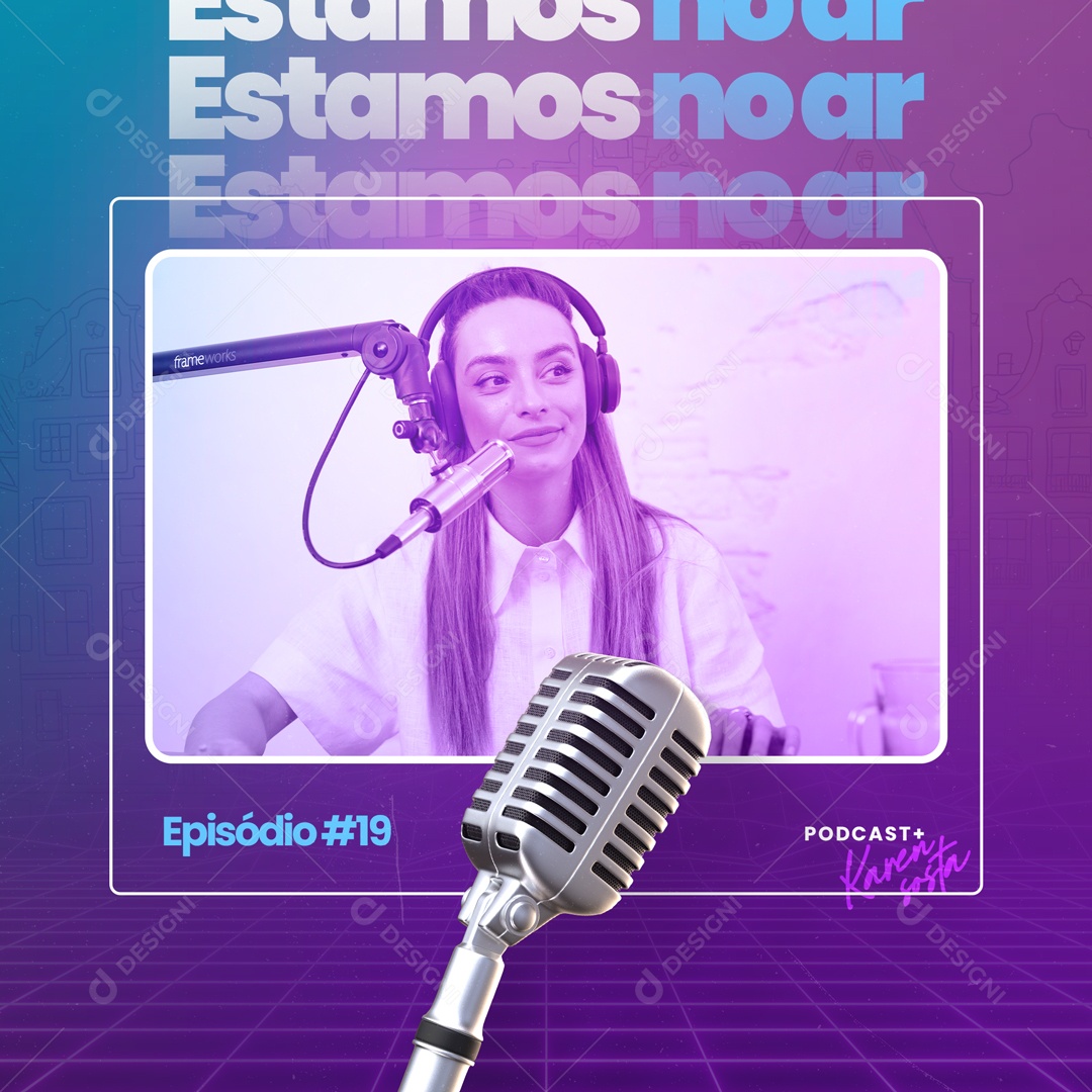 Estamos no Ar Podcast Rádio Social Media PSD Editável