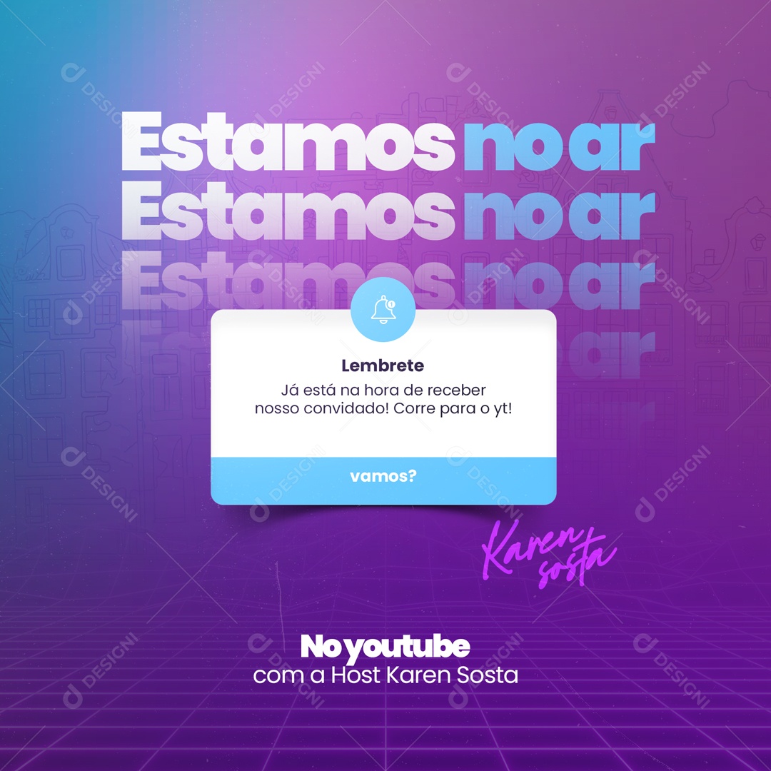 Estamos no Ar Rádio Podcast Social Media PSD Editável