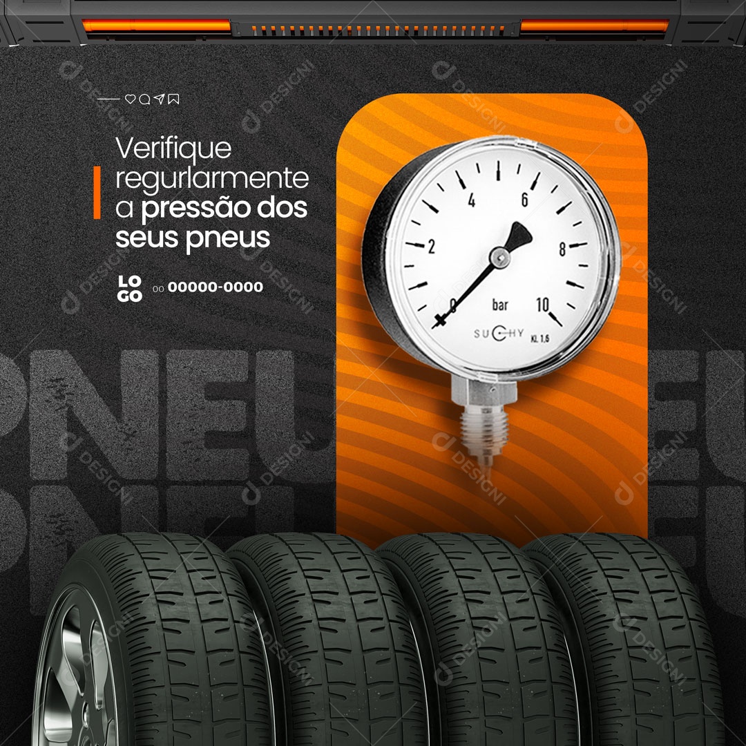 Verifique Regularmente Loja de Pneu Social Media PSD Editável