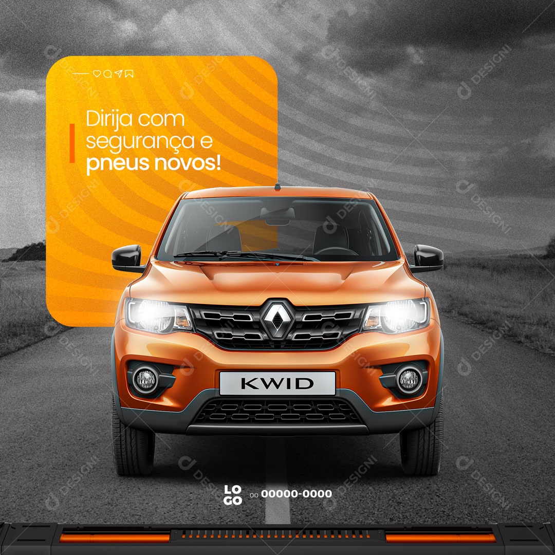 Dirija com Segurança e Pneus Novos Loja de Pneus Social Media PSD Editável
