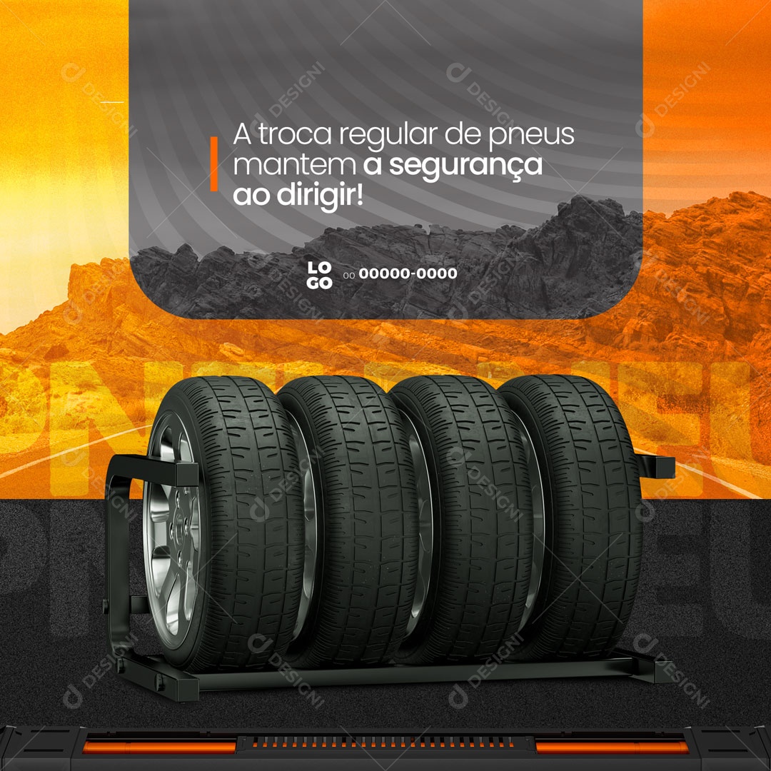 A Troca Regular de Pneus Loja de Pneu Social Media PSD Editável