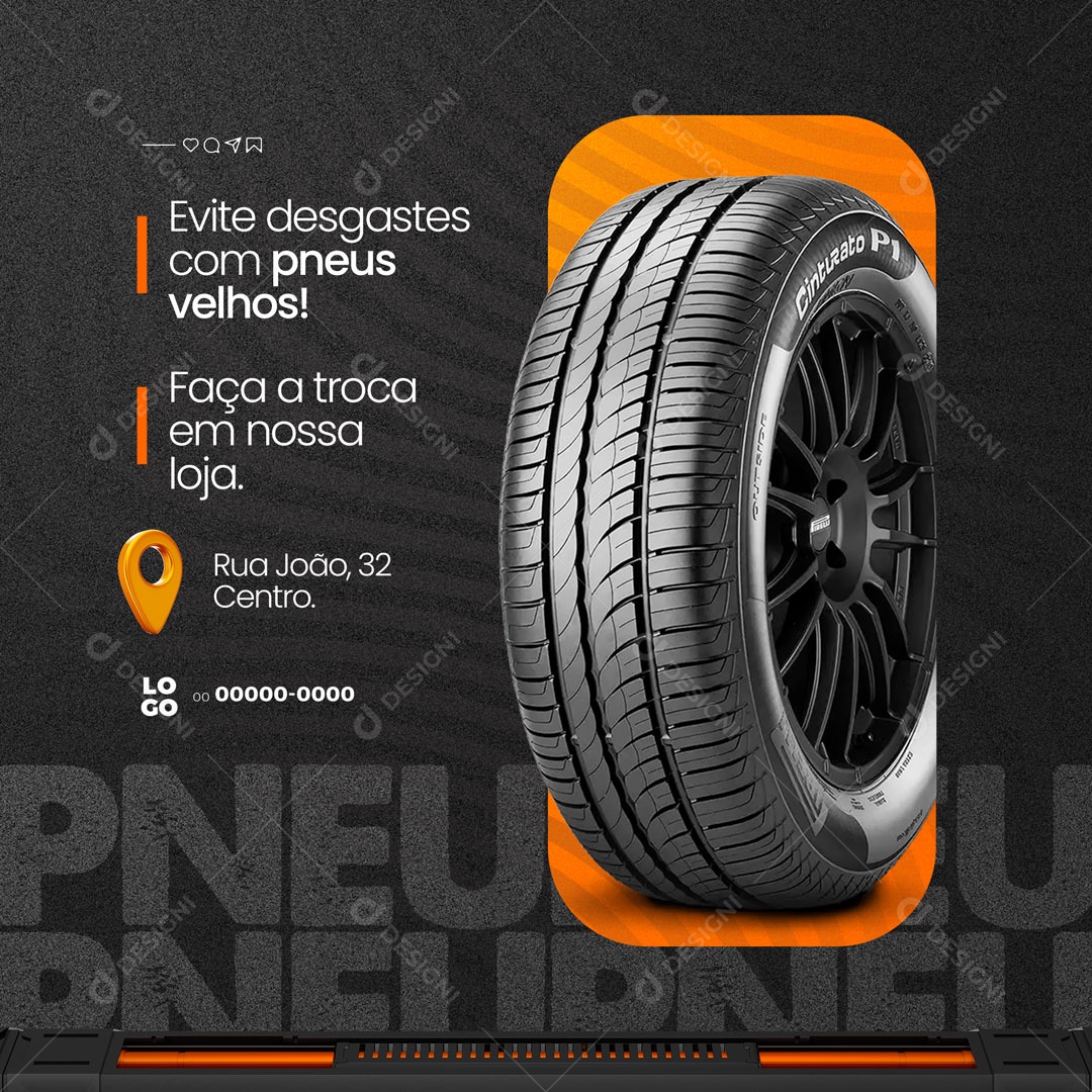 Evite Desgastes Loja de Pneu Social Media PSD Editável