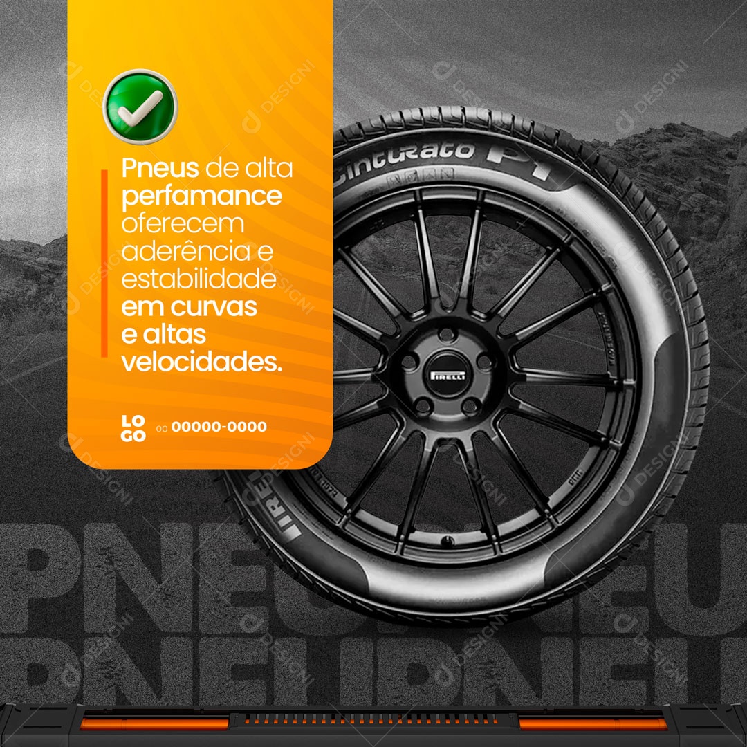 Pneus de Alta Perfomance Loja de Pneu Social Media PSD Editável