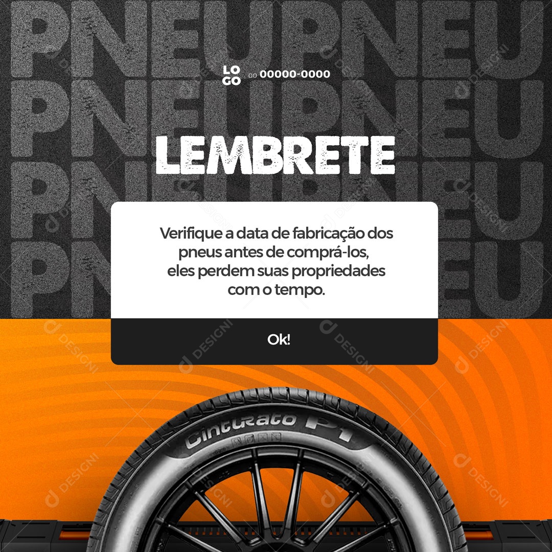 Lembrete Loja de Pneu Social Media PSD Editável