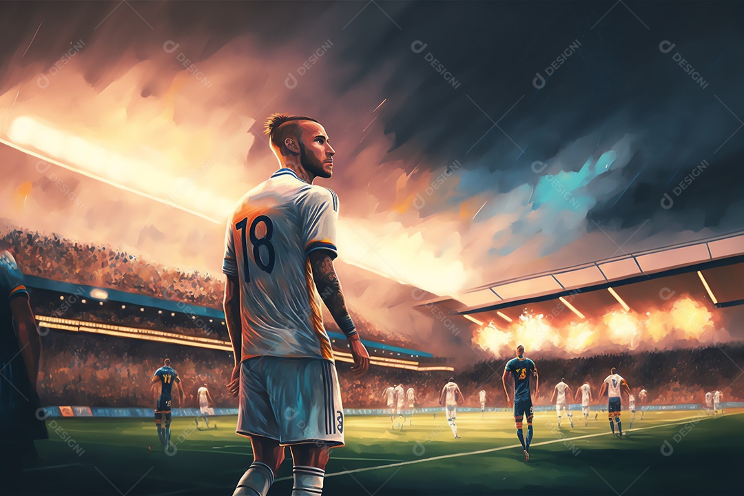 Ilustração de um jogador em campo