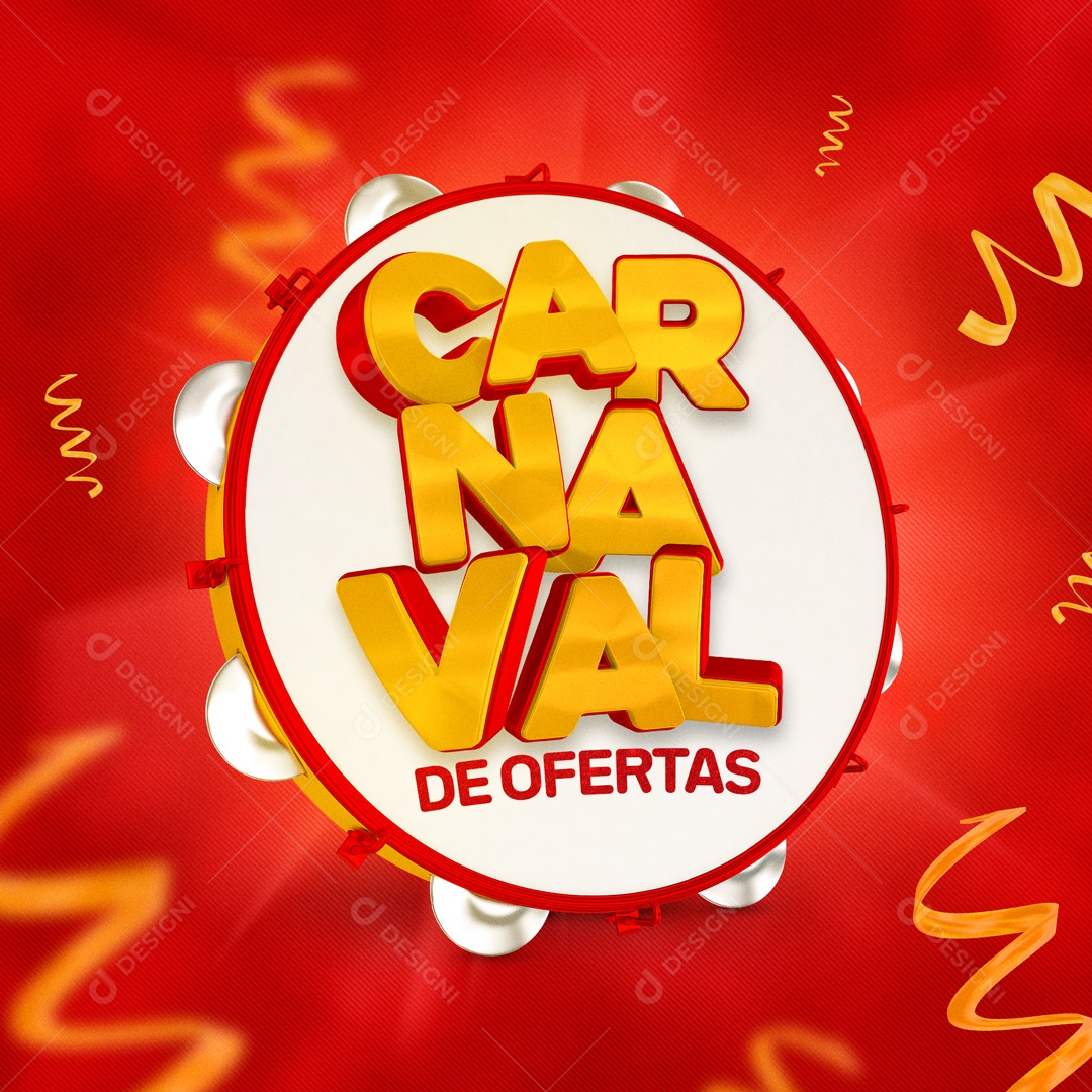 Selo 3D Para Composição Carnaval de Ofertas PSD