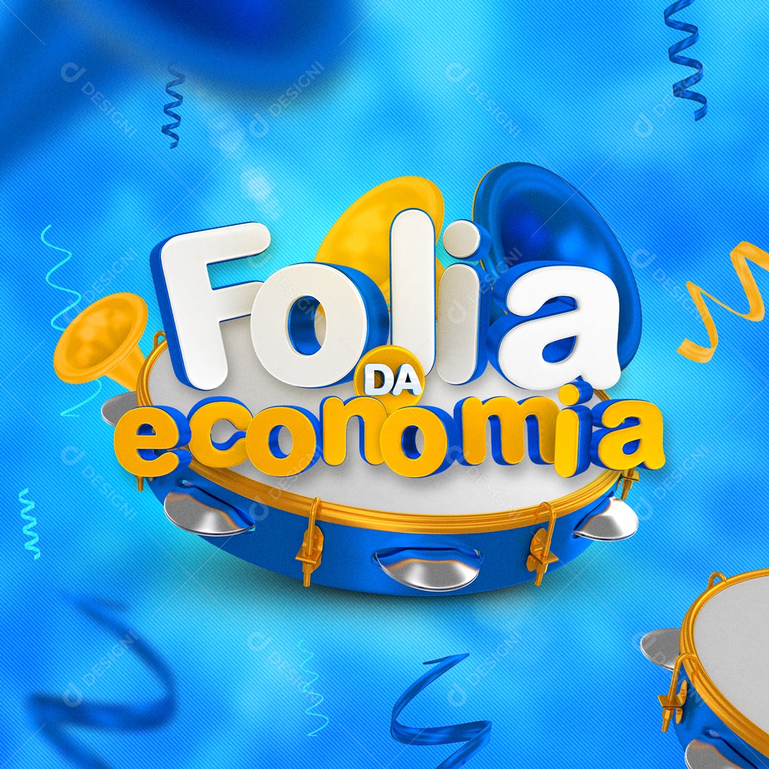 Selo 3D Para Composição Folia da Economia PSD