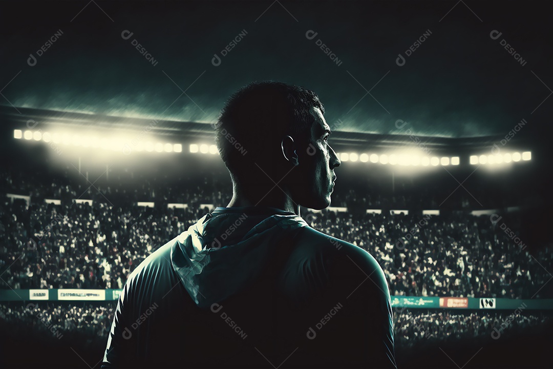 Ilustração de um jogador de futebol no campo