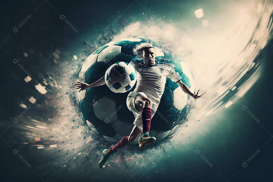 Ilustração de um jogador de futebol no campo