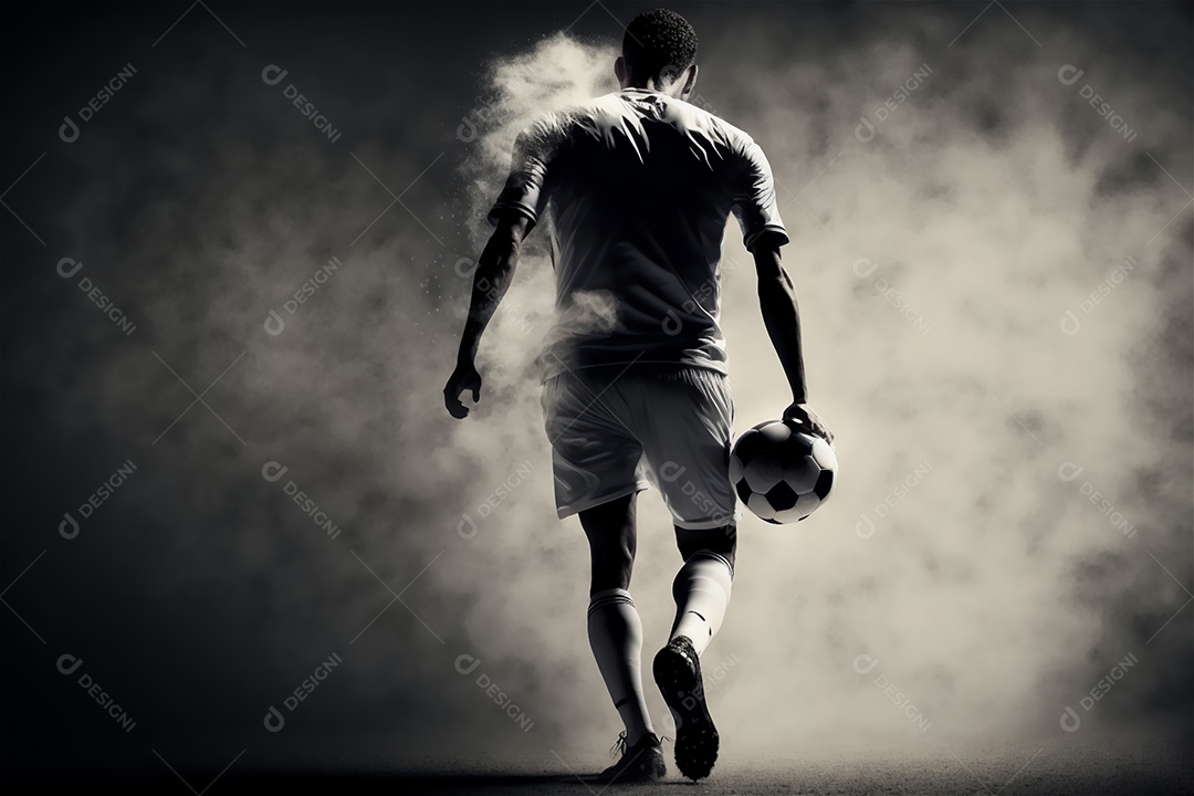 Ilustração de um jogador de futebol no campo