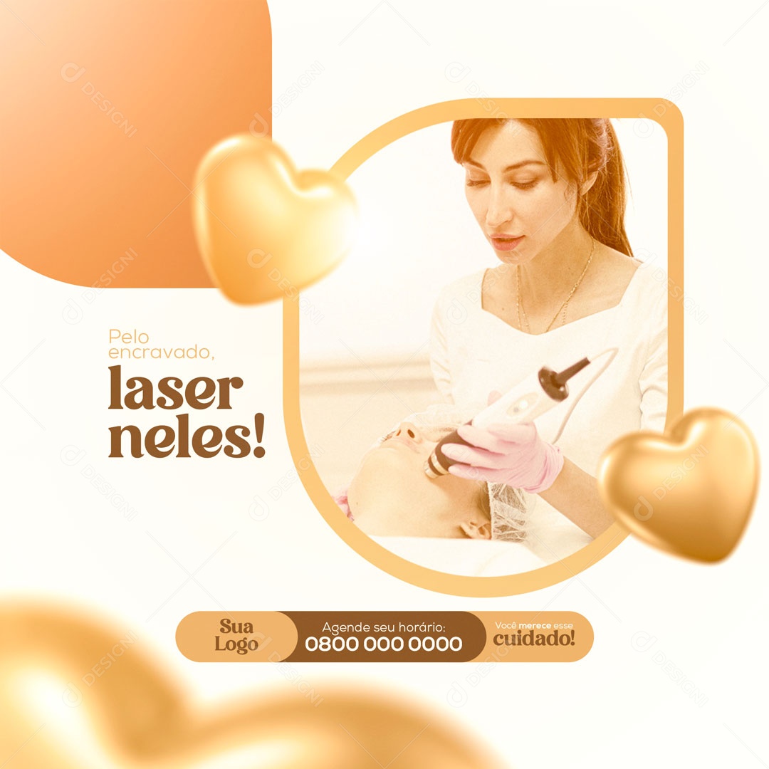 Pele Encravada Laser Neles Depilação a Laser Social Media PSD Editável