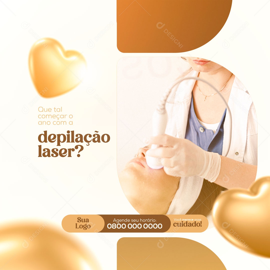 Que Tal Começa o Ano Com a Depilação a Laser Social Media PSD Editável