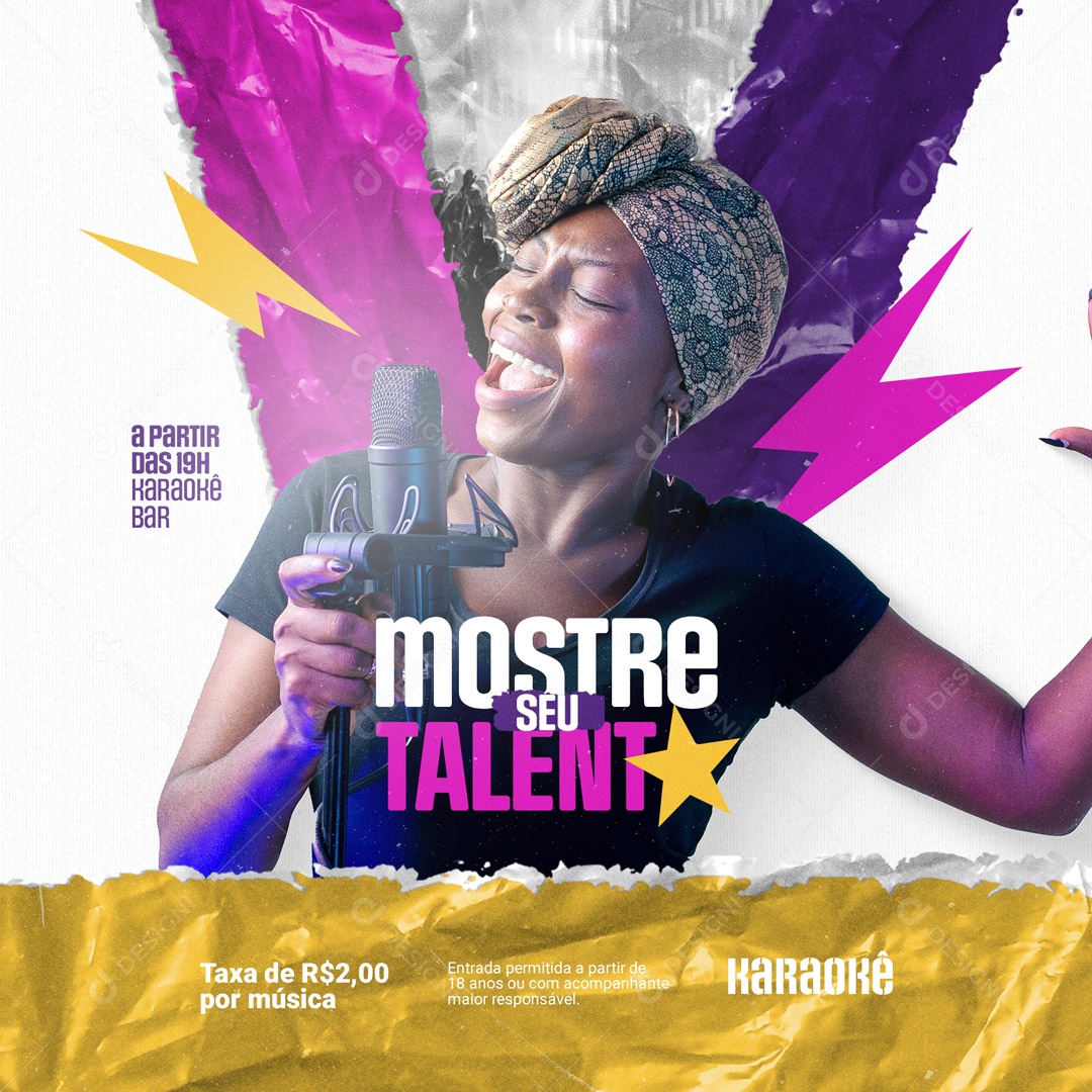 Mostre seu Talento Karaokê Social Media PSD Editável