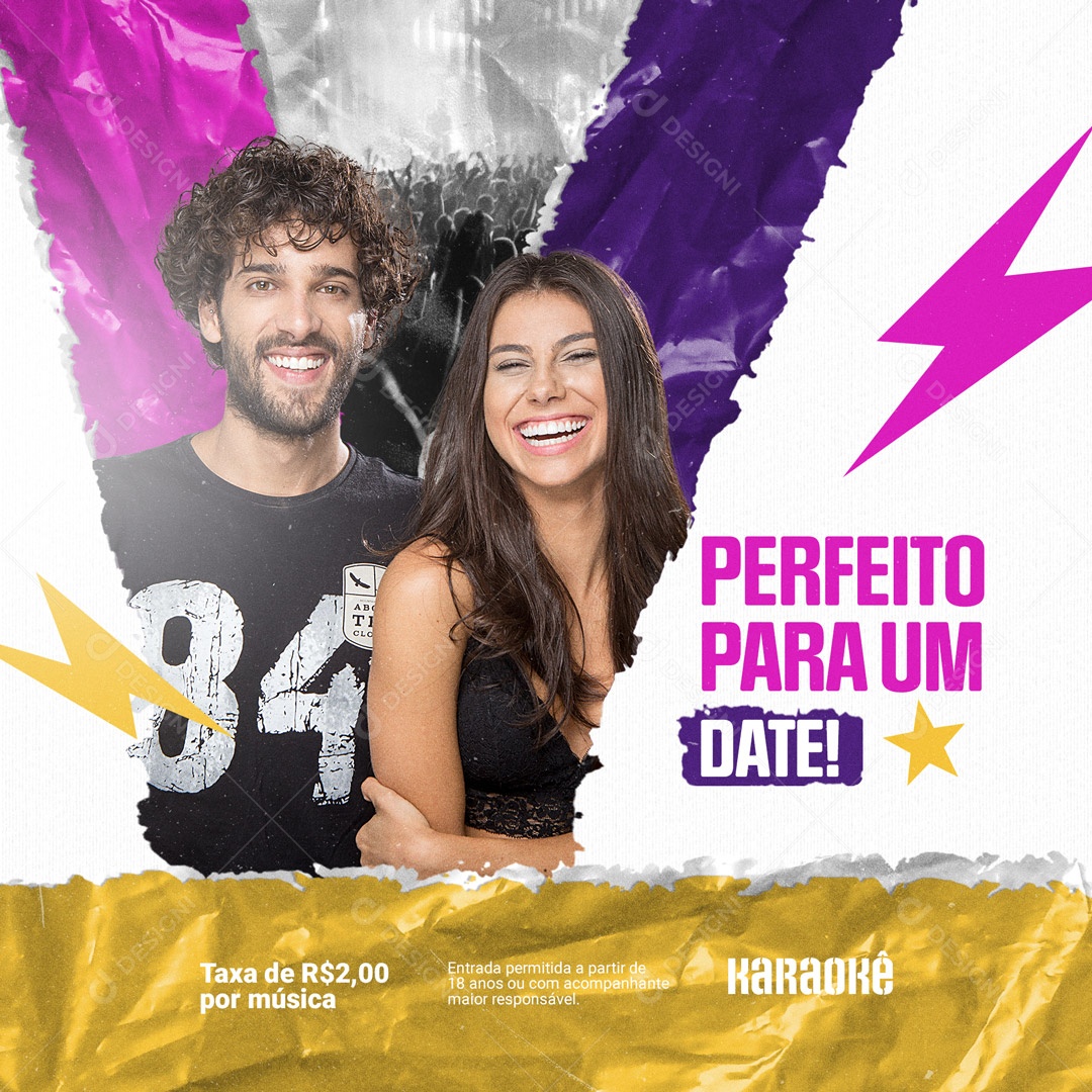 Perfeito para Um Date Karaokê Social Media PSD Editável