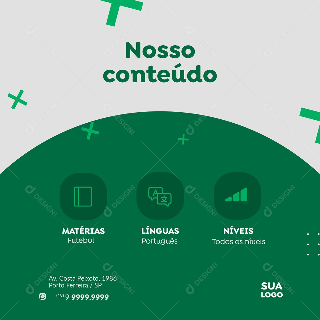 Nosso Conteúdo Escolinha de Futebol Social Media PSD Editável