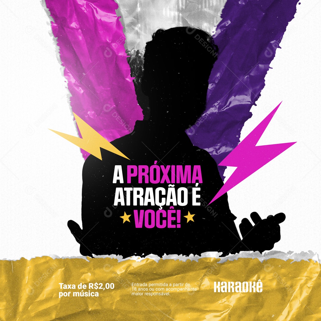 A Próxima Atração é Você Karaokê Social Media PSD Editável