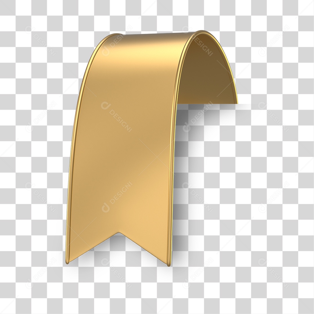 Fita Dourada Elemento 3D para Composição PNG Transparente